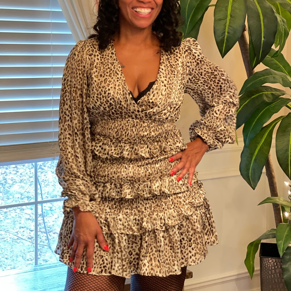 Three tiered cheetah dress